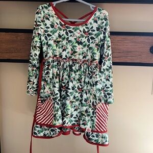 Cheeky Plum Festive Christmas Green and Red Kids Dress